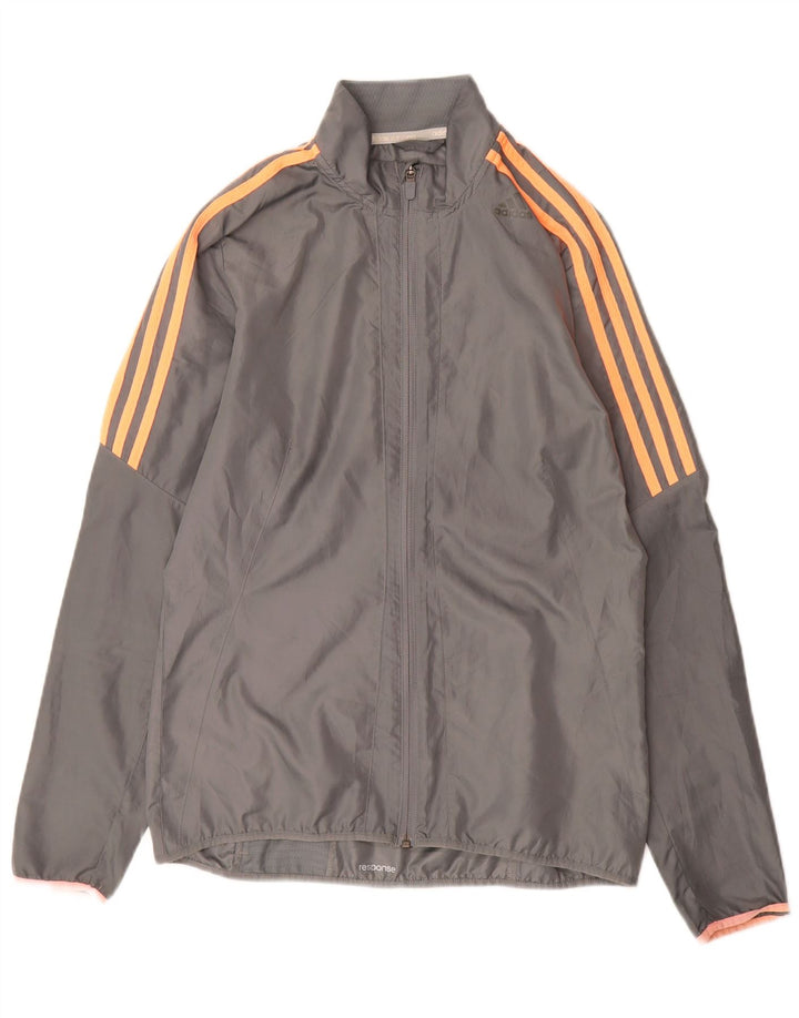 ADIDAS Womens Clima Proof Tracksuit Top Jacket UK 8/10 Small Grey