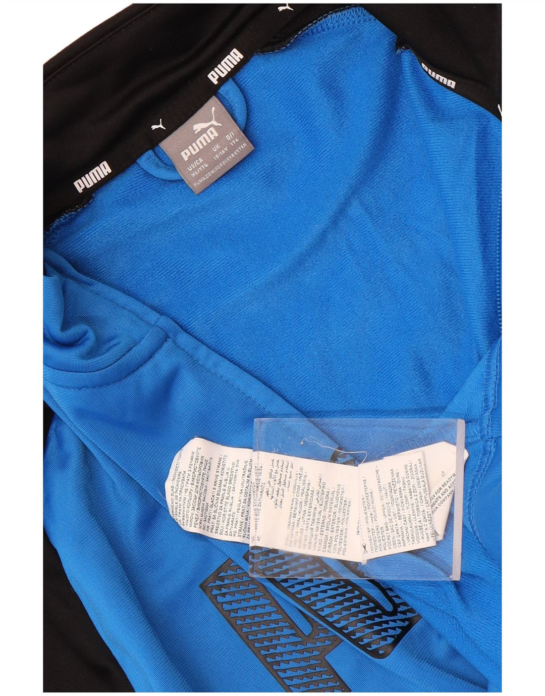 Puma Boys Graphic Tracksuit Top Jacket 15-16 Years Blue Colourblock
