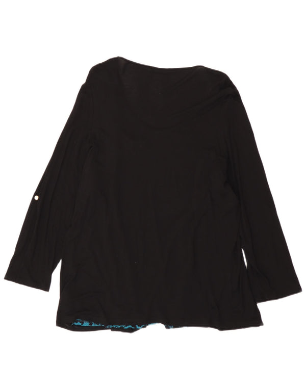 Marks & Spencer Womens 3/4 Sleeve Blouse Top UK 24 4XL Black Animal Print