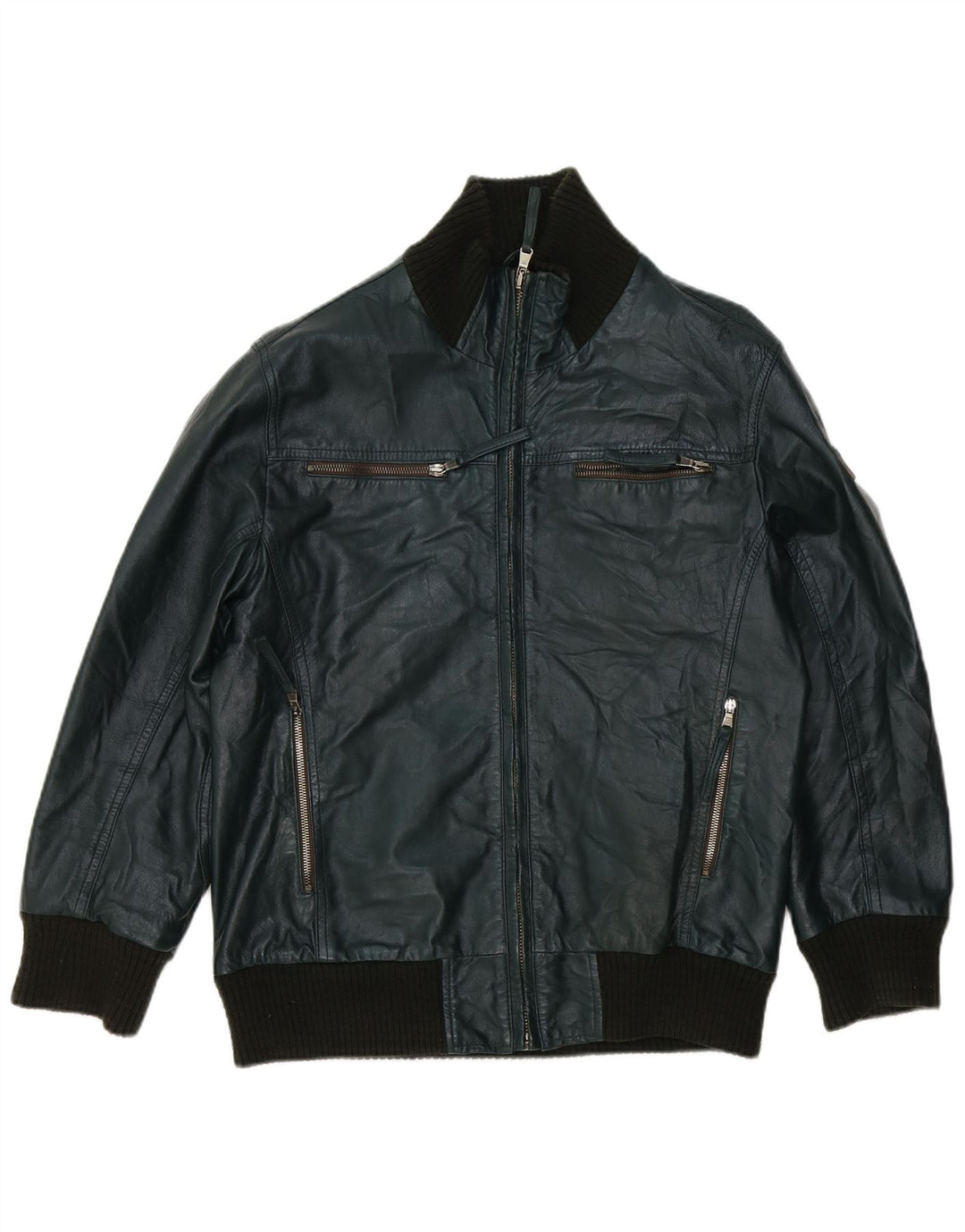 Williams Wilson Mens Leather Jacket UK 40 Large Green Leather