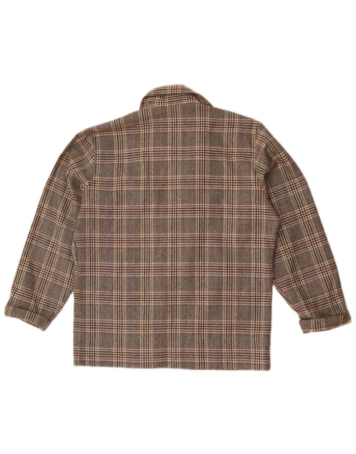 Camicia vintage da donna con zip intera UK 16 grande quadri grigi