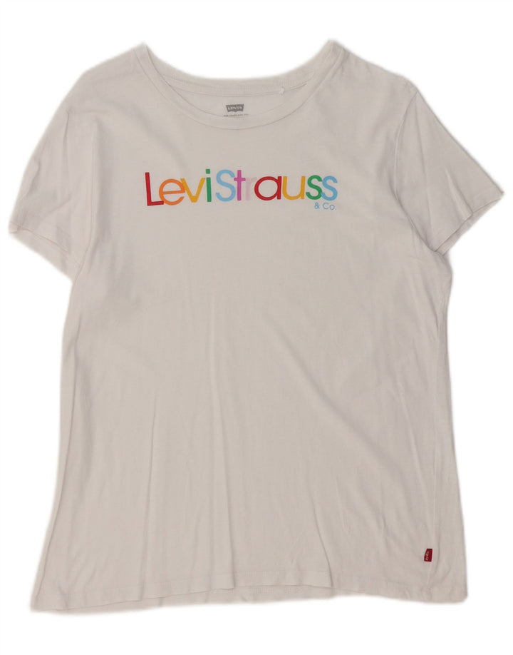 Damska koszulka z grafiką LEVI'S Top UK 14 Średnia biel