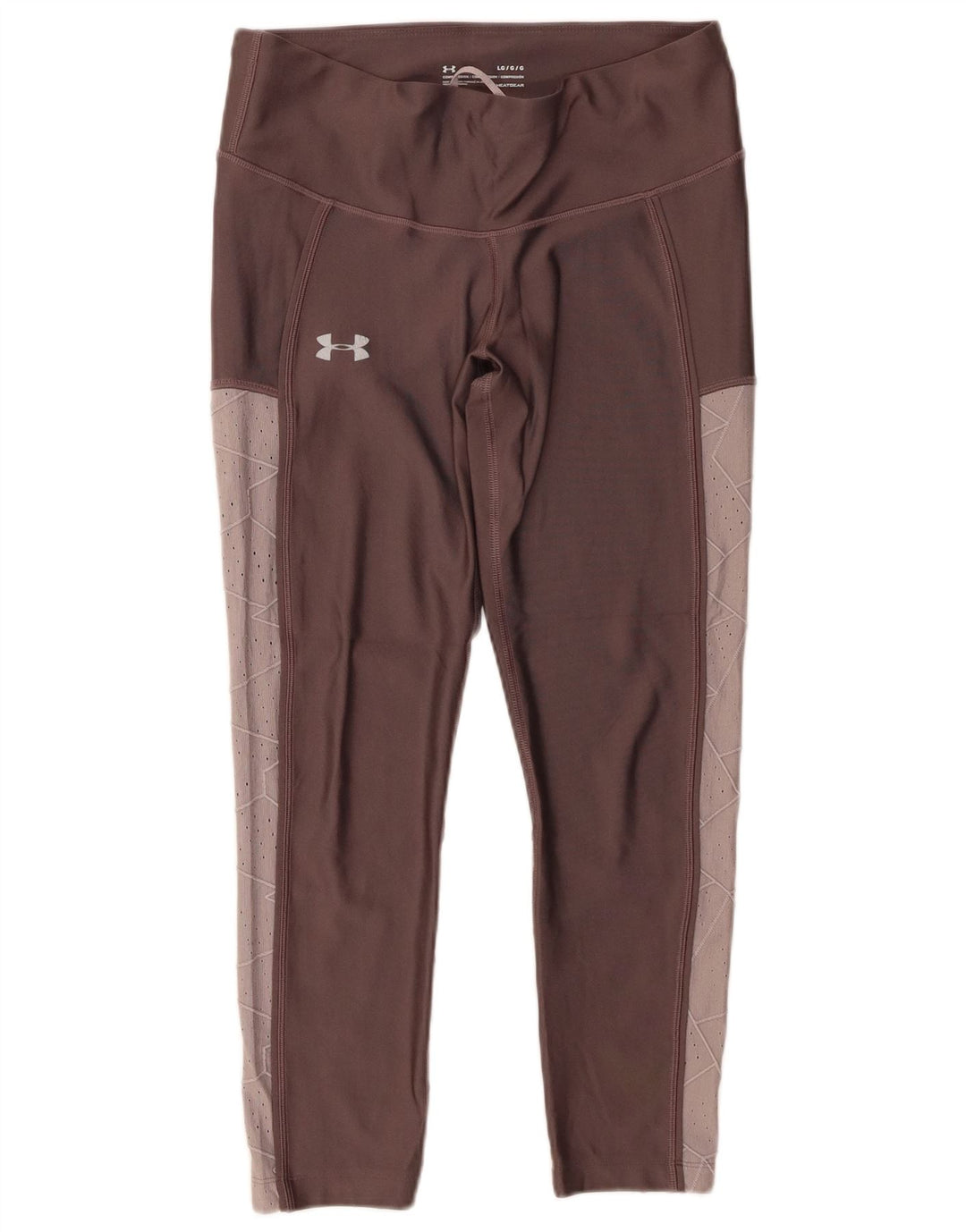 Under Armour Womens Leggings UK 16 Large Brown Colourblock