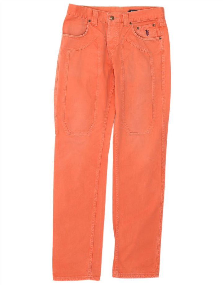 Jeckerson Mens Straight Jeans W32 L33 Orange Cotton