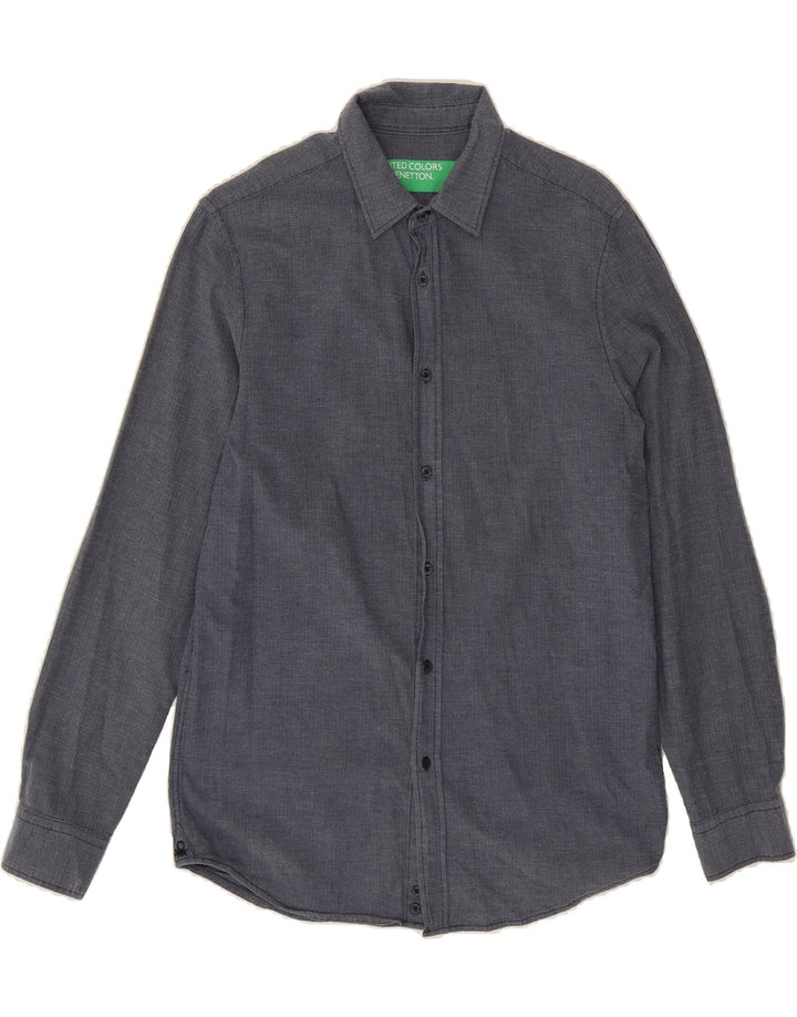 BENETTON Mens Shirt Medium Navy Blue Cotton Vintage Benetton and Second-Hand Benetton from Messina Hembry 