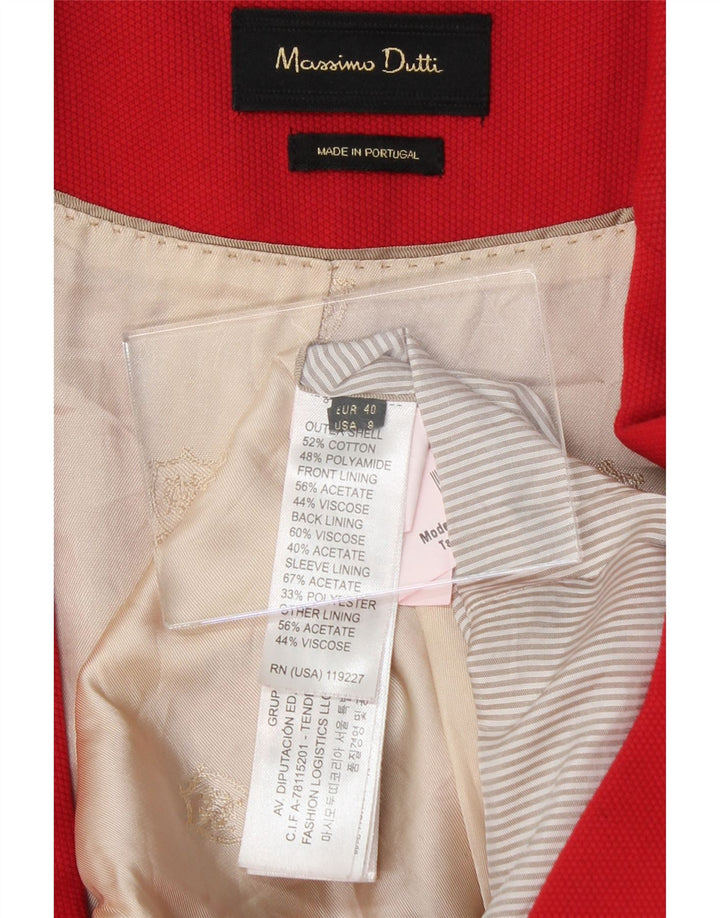 MASSIMO DUTTI Womens 1 Button Blazer Jacket EU 40 Medium Red Cotton Vintage Massimo Dutti and Second-Hand Massimo Dutti from Messina Hembry 
