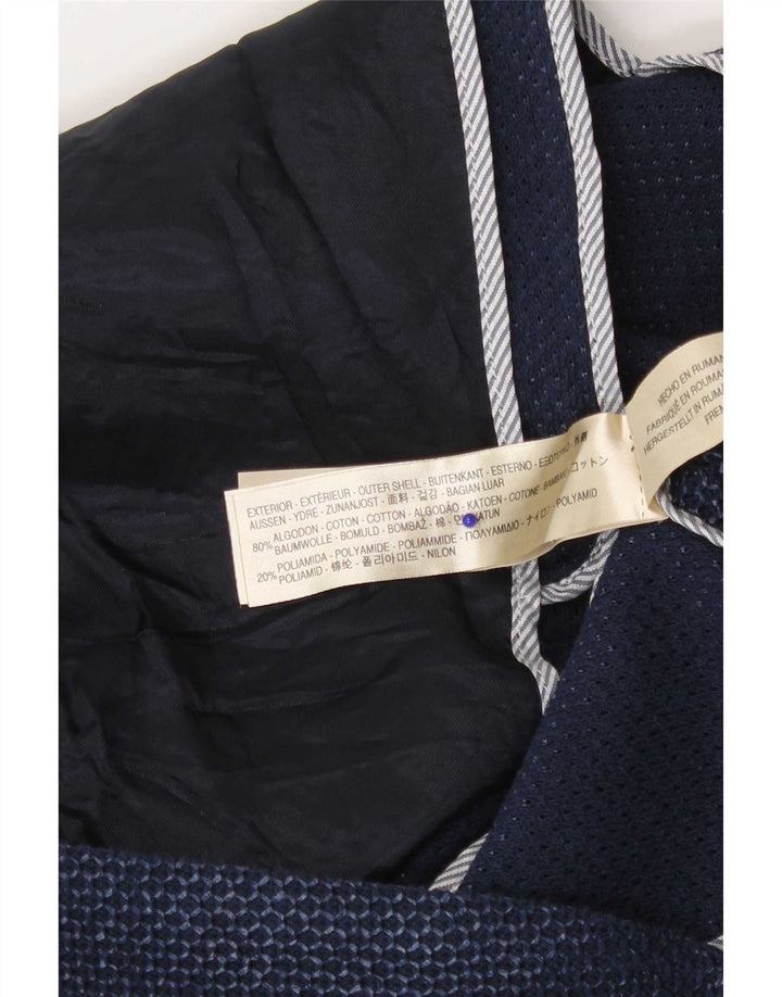 Massimo Dutti Veste Blazer 1 Bouton Femme EU 36 XS Bleu Marine Coton