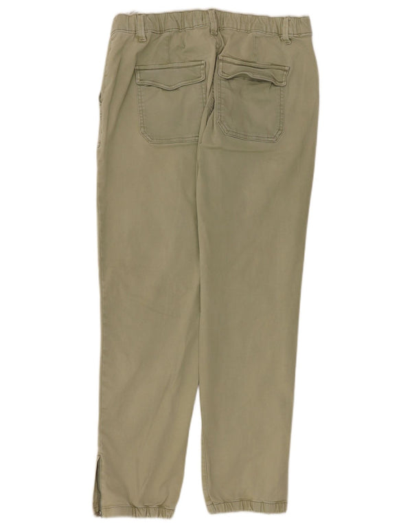 Marks & Spencer Womens High Waist Chino Trousers UK 14 Large W32 L28 Khaki