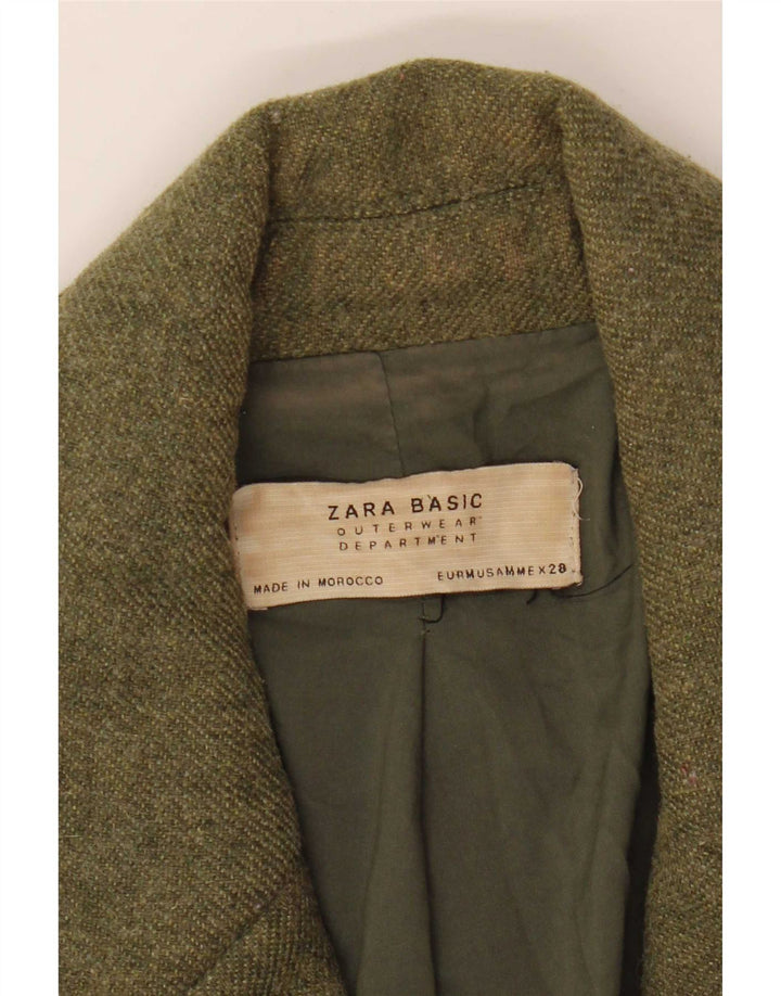 Zweireihiger Blazer für Damen von Zara, Größe UK 12, Mittel-Khaki, Polyester