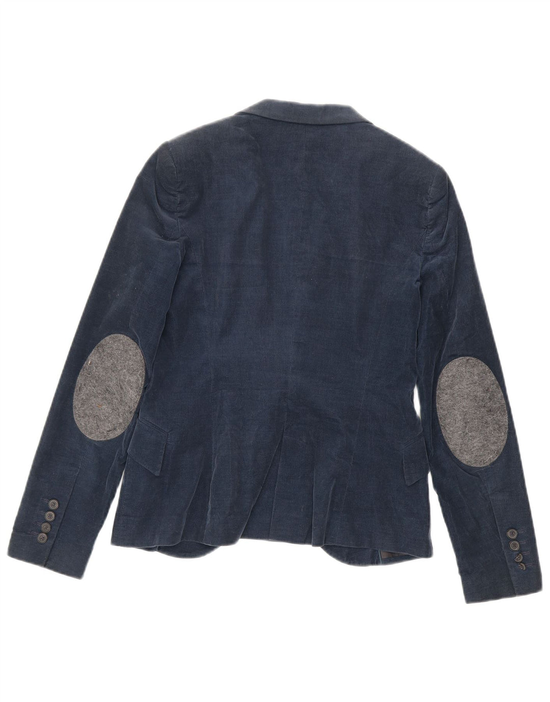 Zara Womens 1 Button Corduroy Blazer Jacket UK 12 Medium Navy Blue Cotton