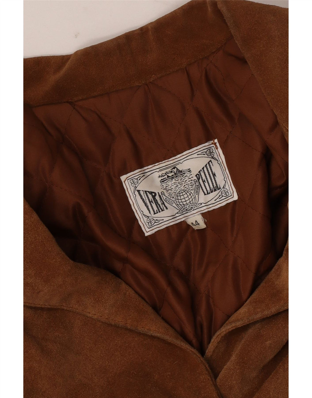 Giacca vintage in pelle scamosciata da donna IT 44 in pelle marrone medio