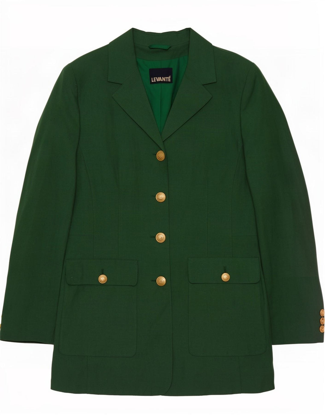 Levante Chaqueta Blazer de 4 Botones para Mujer EU 36 Small Verde Poliéster