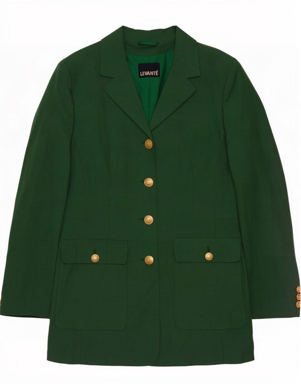 Levante Womens 4 Button Blazer Jacket EU 36 Pequeno Verde Poliéster