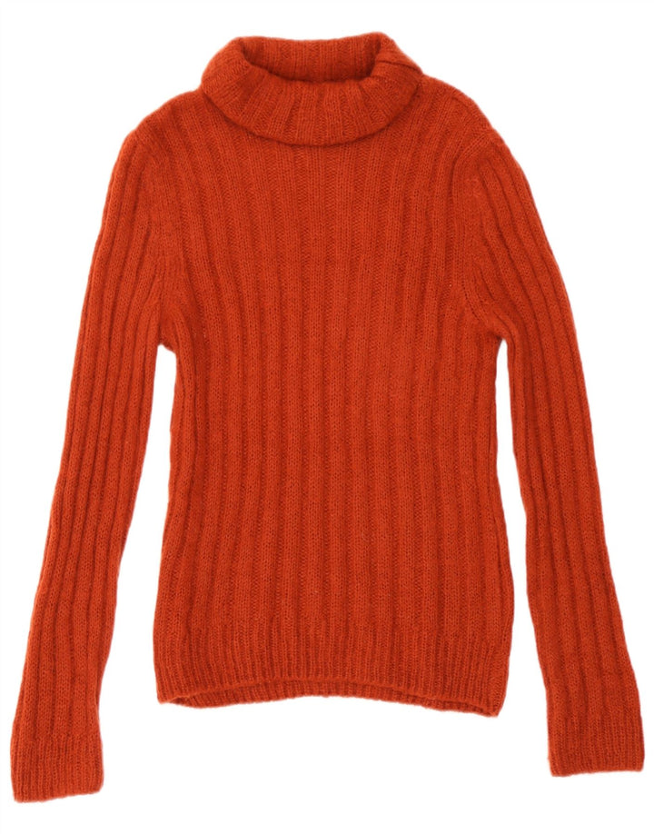 Massimo Dutti Womens Roll Neck Jumper Sweater UK 14 Large Orange