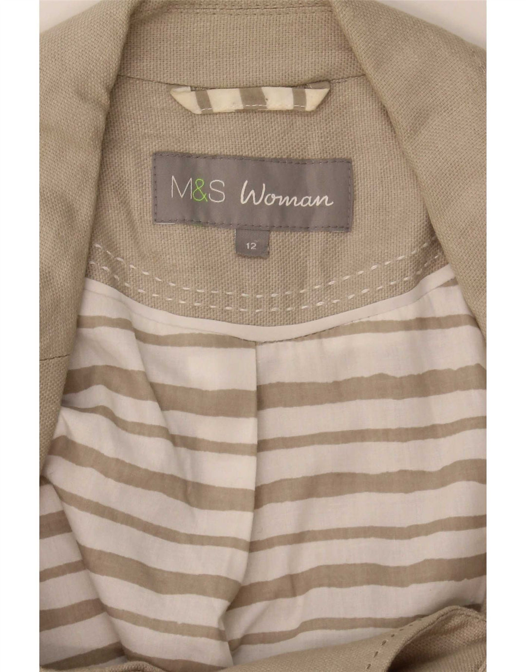 Marks & Spencer Womens 3 Button Blazer Jacket UK 12 Medium Beige