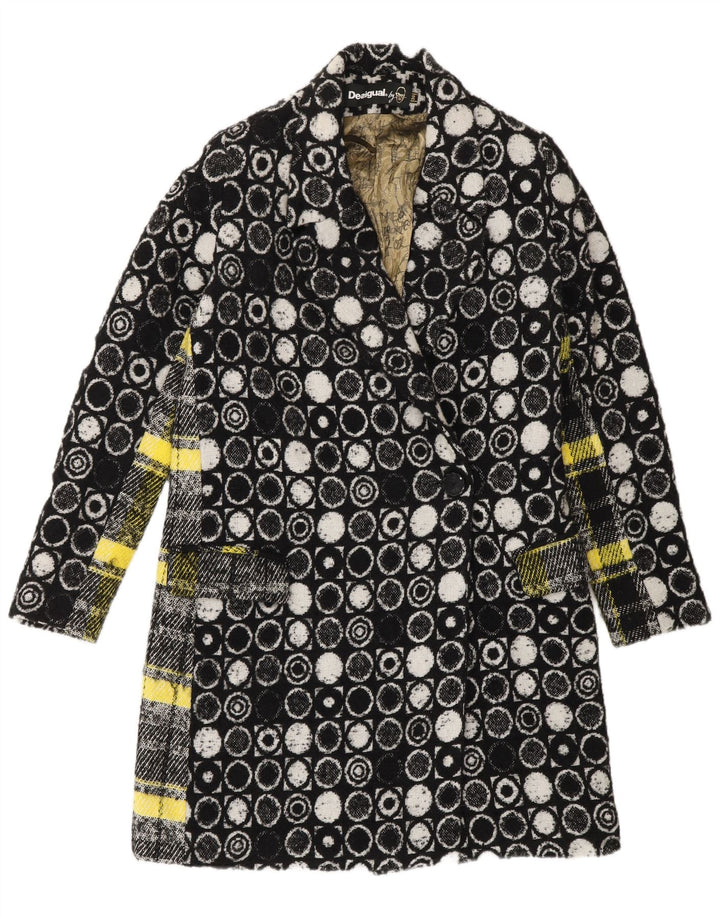 Desigual Damen Mantel EU 36 Kleine schwarze geometrische Viskose