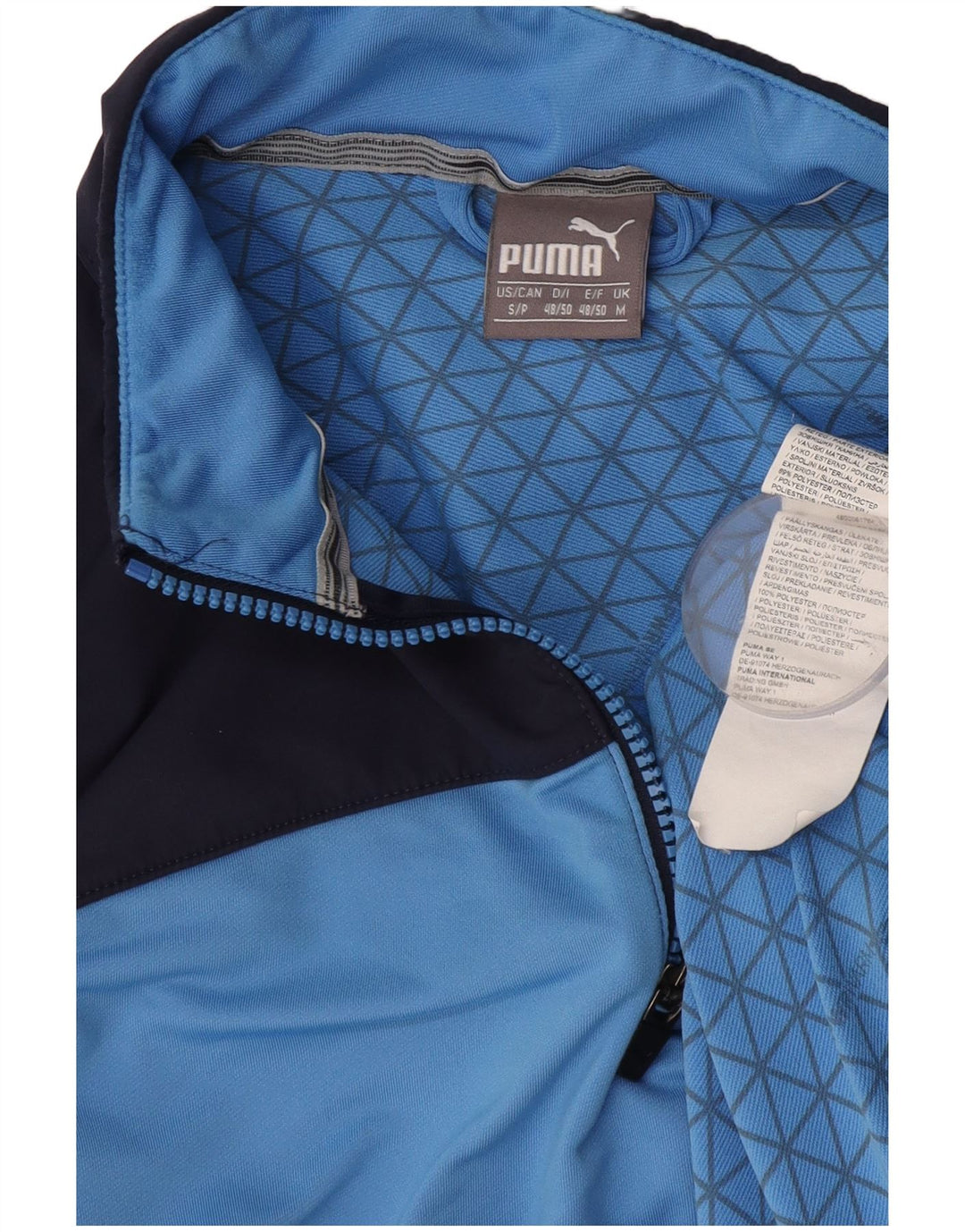 Puma Herre Zip Neck Pullover Træningsdragt Top Medium Blue Colourblock Polyester