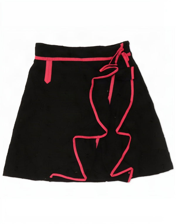 Karen Millen Damen Rüschenrock UK 8 Small W26 Schwarze geometrische Baumwolle