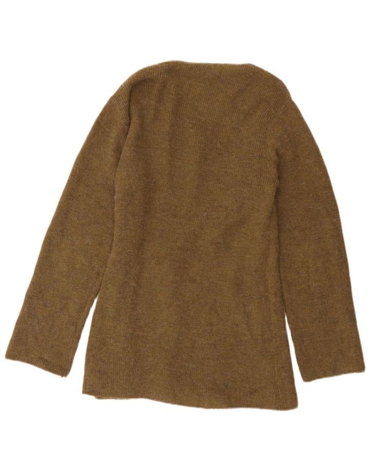 Zara Womens Wrap Cardigan Sweater UK 10 Small Khaki Polyamide