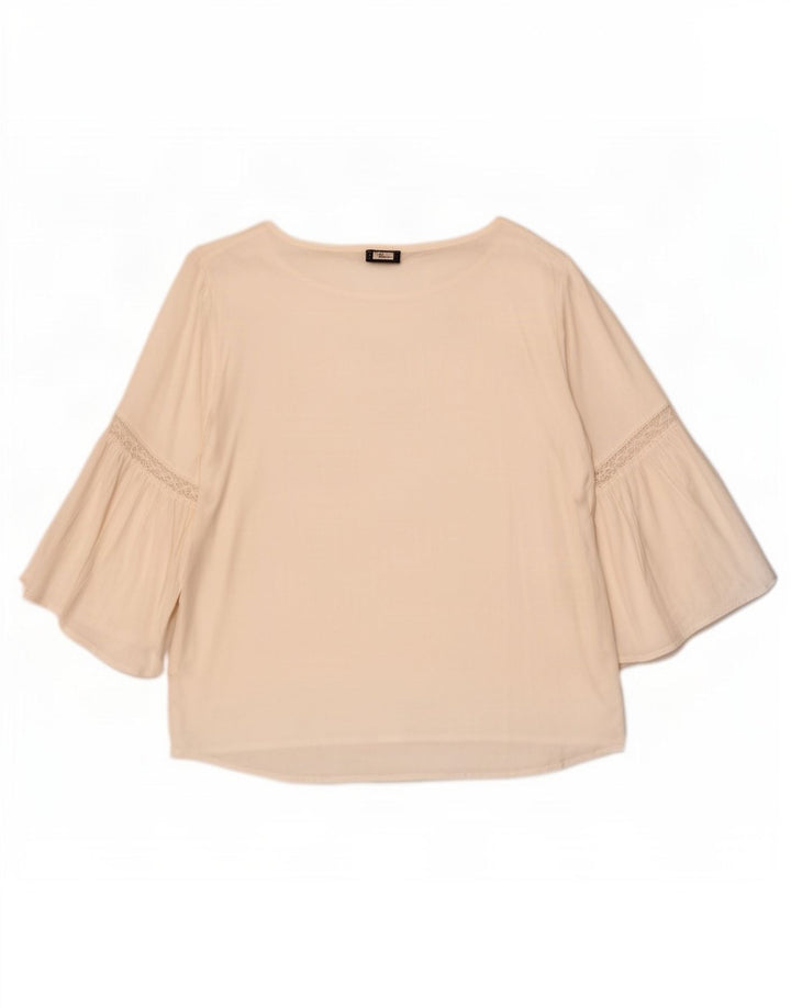 Camicetta da donna con maniche a 3/4 Benetton Top UK 14 Viscosa bianca media