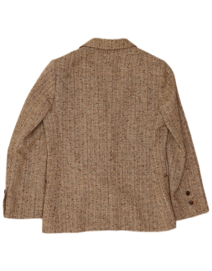 Vintage Damen 2-Knopf-Blazerjacke UK 10 Small Beige Flecked