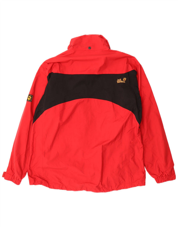 JACK WOLFSKIN Womens Oversized Rain Jacket UK 18 XL Red Colourblock