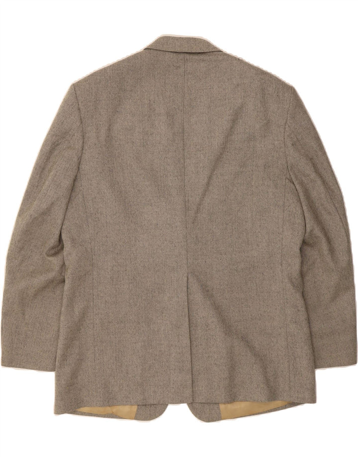 LANDS END Mens 2 Button Blazer Jacket UK 42 XL Grey Lambswool Classic Vintage Lands End and Second-Hand Lands End from Messina Hembry 