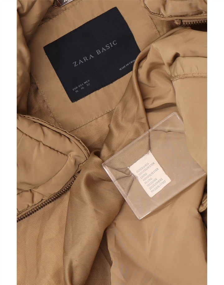 Zara Dame Polstret Jakke UK 18 XL Beige Polyester