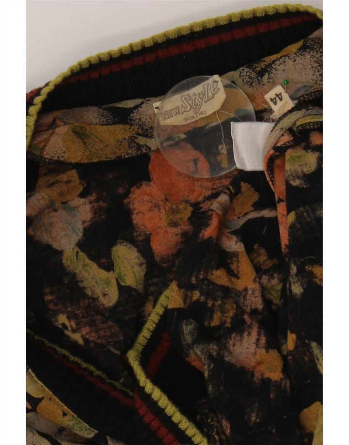 Vintage mujer jersey blusa top IT 44 medio multicolor floral