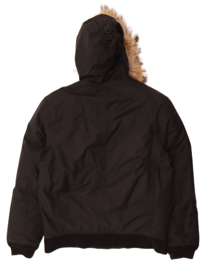 Aigle Mens Hooded Bomber Jacket UK 38/40 Medium Black Cotton
