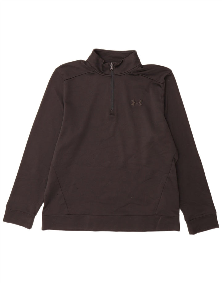 Under Armour Mens Zip Neck Sweatshirt Jumper Medium Black Polyester