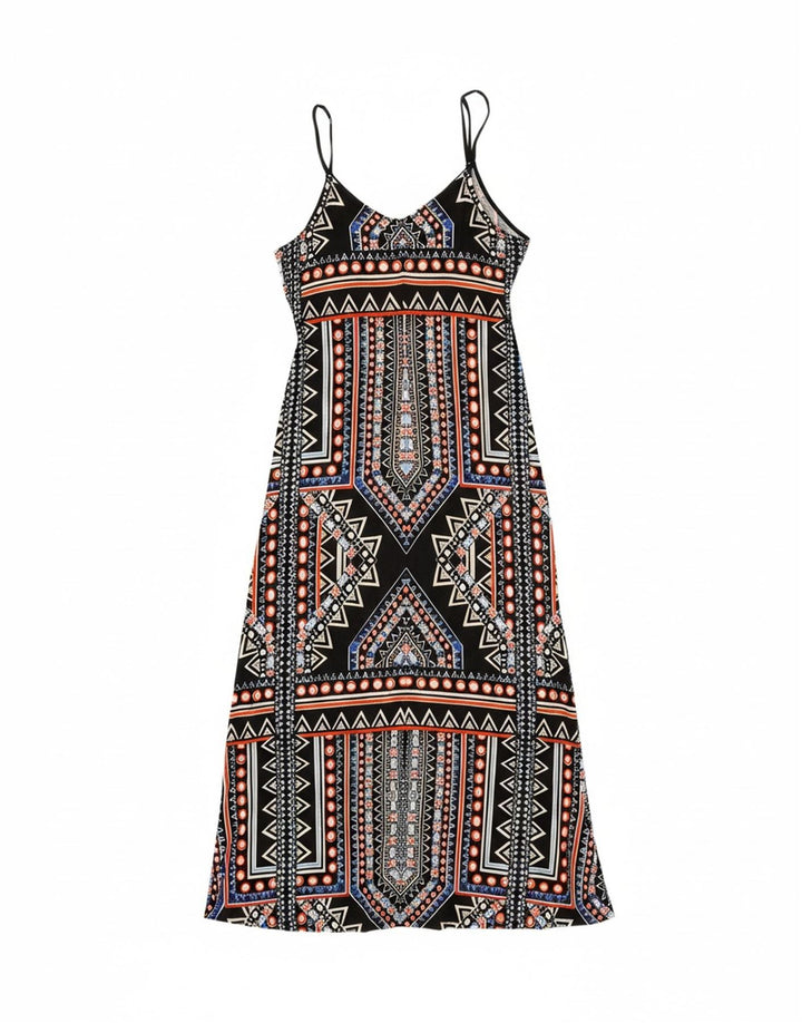 MOSSIMO Womens Sundress UK 12 Medium Black Geometric Rayon