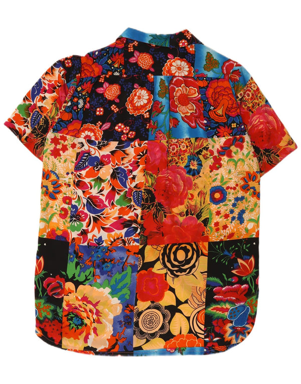Vintage Womens Short Sleeves Shirt Dress UK 18 XL Multicoloured Floral