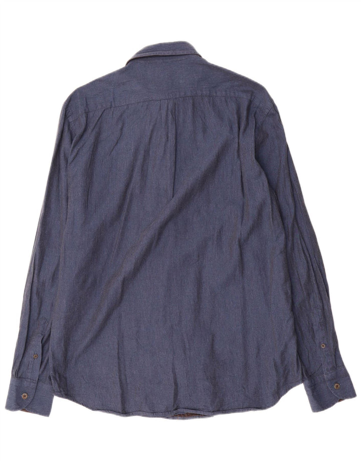 Harmont & Blaine Mens Regular Fit Shirt XL Navy Blue Cotton