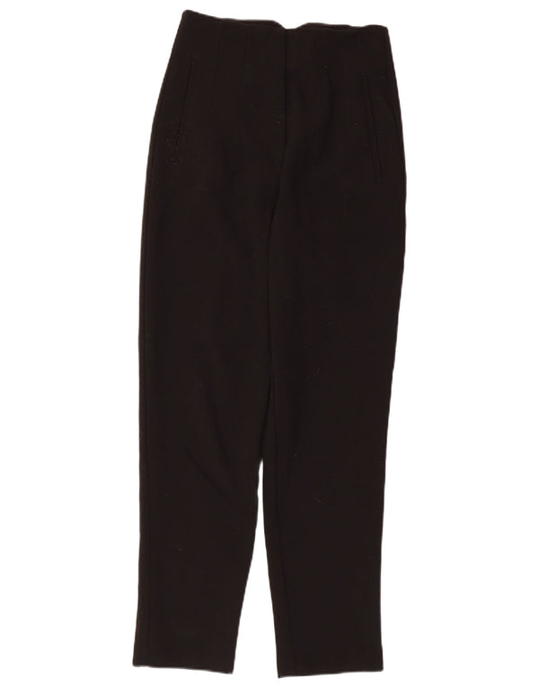 Zara kvinders højtaljede koniske jakkesætbukser XS W24 L26 sort polyester