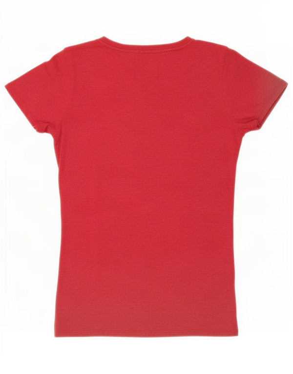 Tommy Hilfiger Womens Graphic T-Shirt Top UK 12 Medium Red
