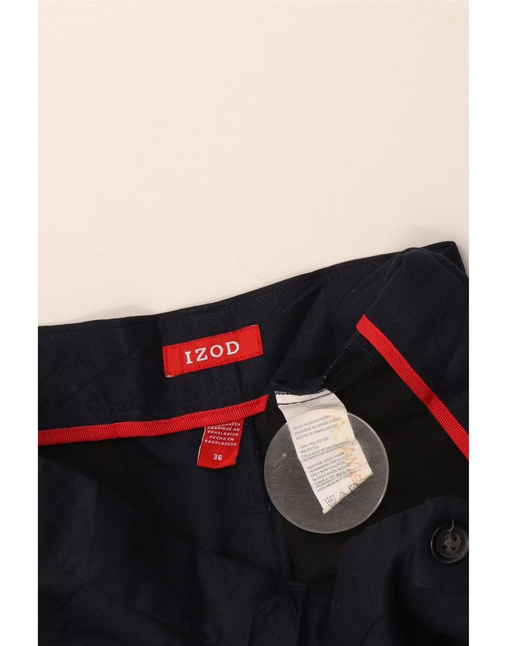 Izod Mens Chino Shorts W36 Large Navy Blue Polyester
