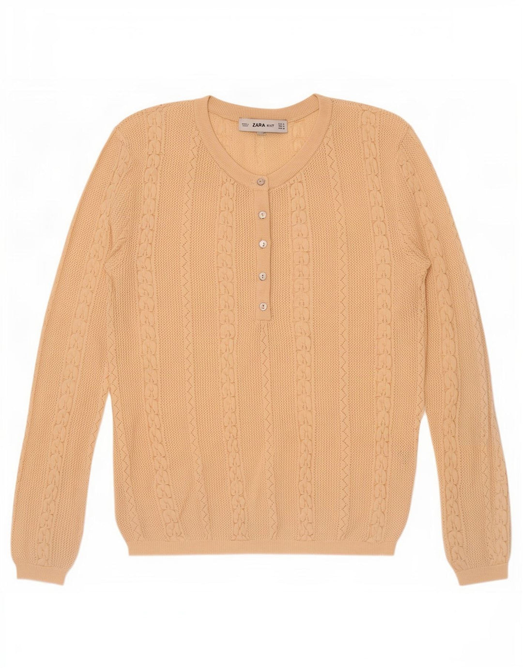 Sweter damski Zara z guzikami pod szyją, UK 12, średni beż