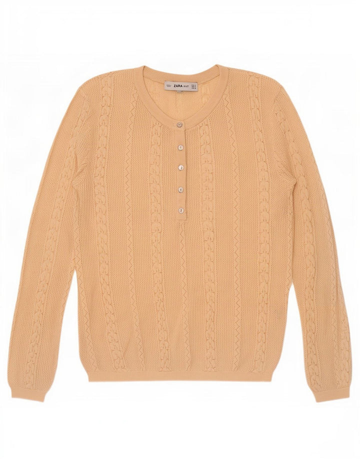 Sweter damski Zara z guzikami pod szyją, UK 12, średni beż