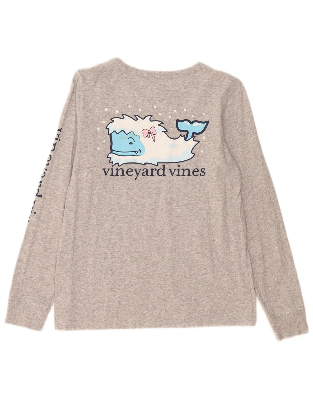 Vineyard Vines Womens Graphic Top Long Sleeve UK 10 Small Grey Flecked