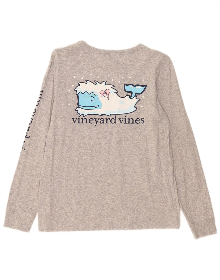 Vineyard Vines Womens Graphic Top Long Sleeve UK 10 Small Grey Flecked