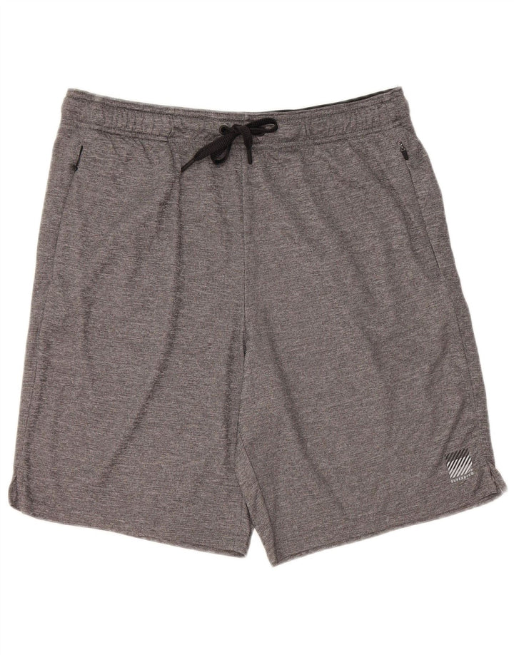 Męskie spodenki sportowe SUPERDRY, duży, szary, nakrapiany poliester