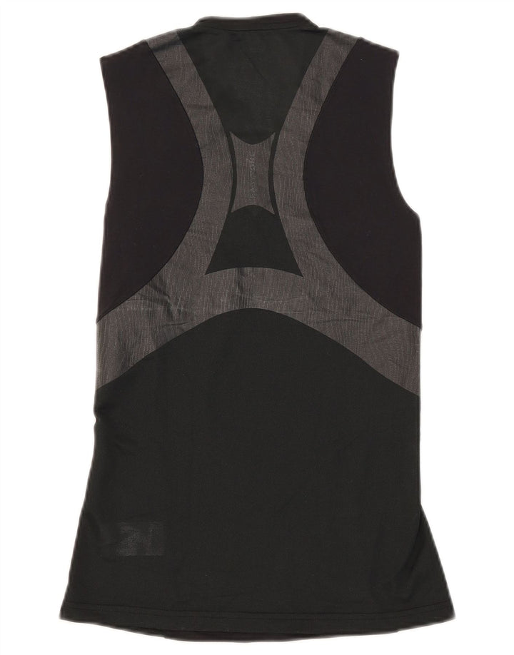 Reebok Womens Vest Top UK 12/14 Medium Black Colourblock Cotton