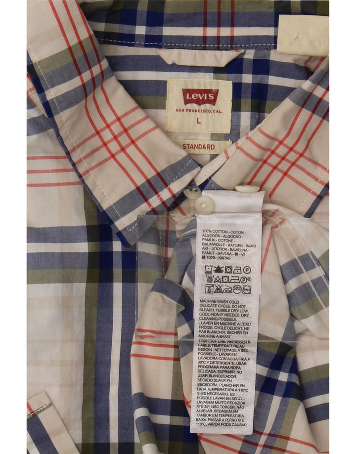 Levi's Herren-Hemd in Standard-Passform, groß, weiß, kariert, Baumwolle
