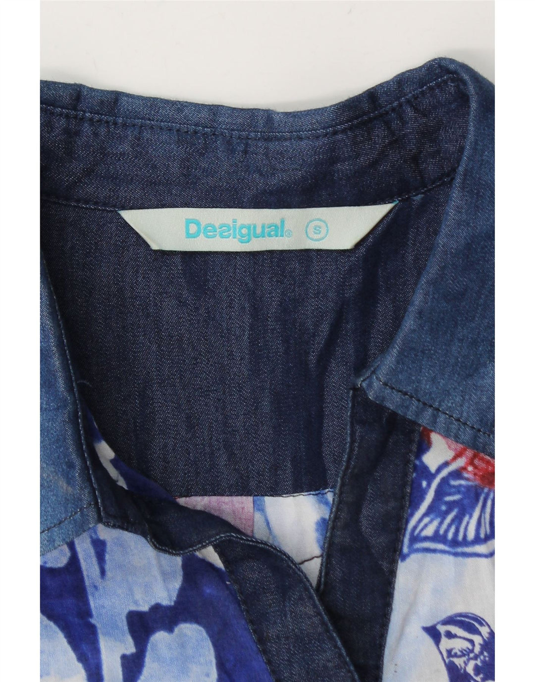 Desigual Donna Pullover Camicia Camicetta UK 10 Piccolo Blu Floreale