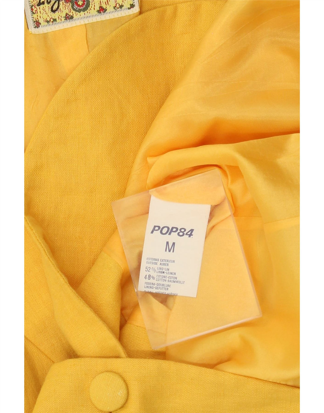 POP 84 Dame 2 Button Blazer Jacket UK 12 Medium Yellow Linen