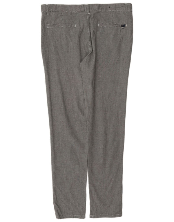 Zara Mens Slim Chino Trousers EU 34 Large W34 L32 Grey Spotted Cotton