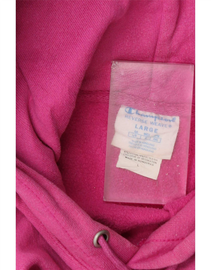 Champion Mens Hoodie Jumper Large Pink Cotton