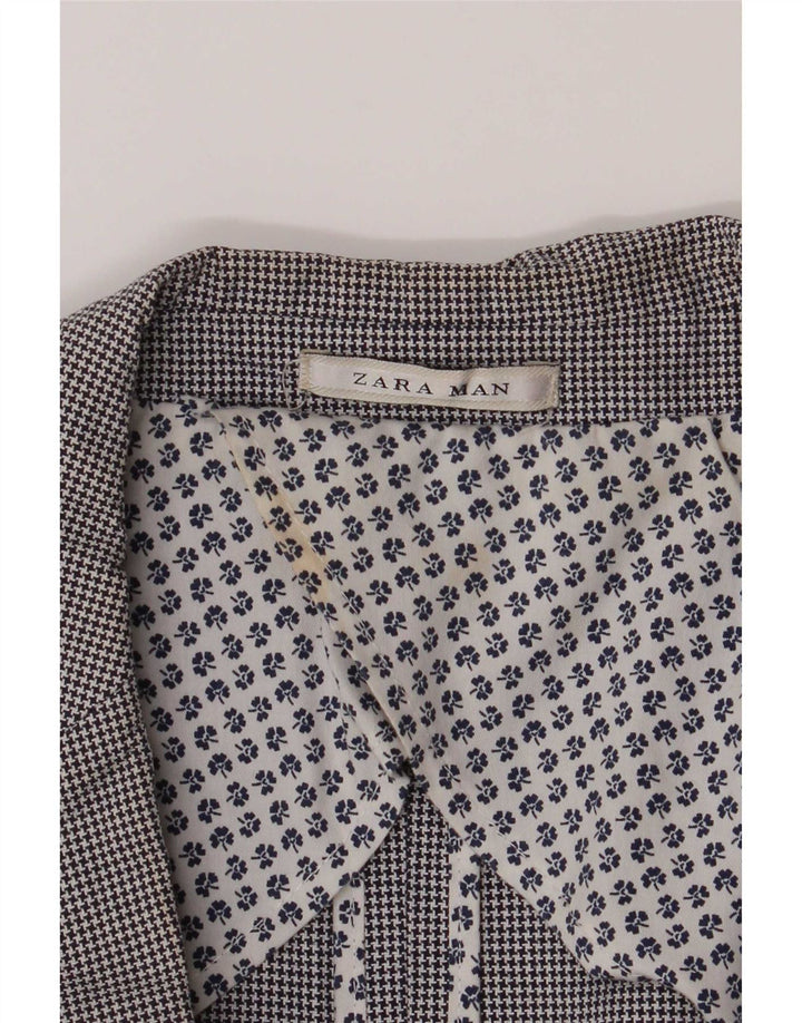 Zara Veste blazer à 2 boutons pour homme UK 40 Grand gris pied-de-poule en coton