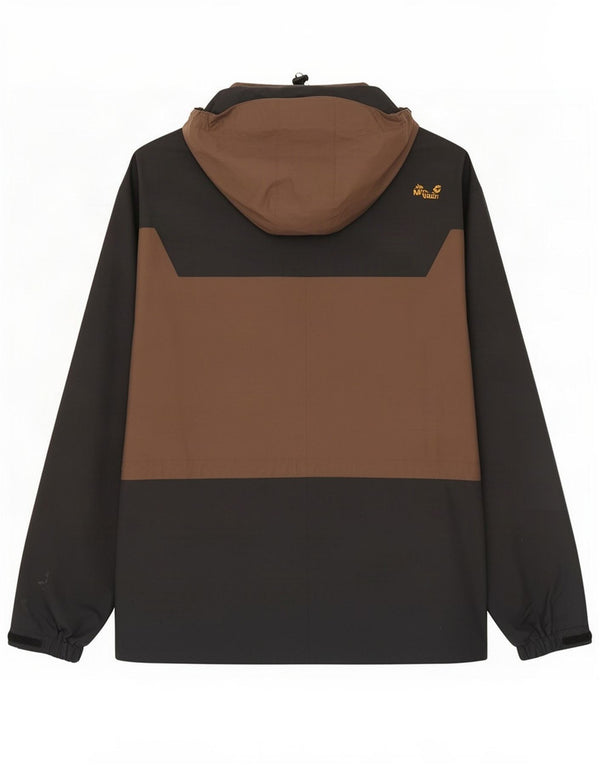 Jack Wolfskin Chaqueta impermeable con capucha para hombre UK 44/46 XL Marrón Colorblock
